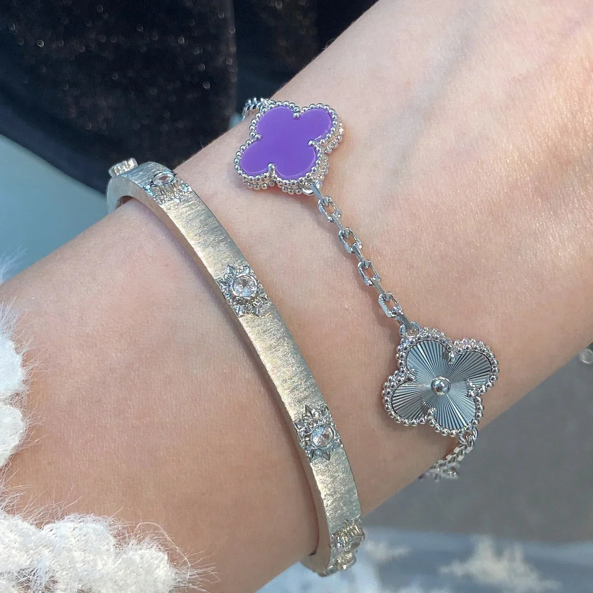 [⭐JeweliWhal] CLOVER 5 MOTIF VIOLET BRACELET COLLECTION