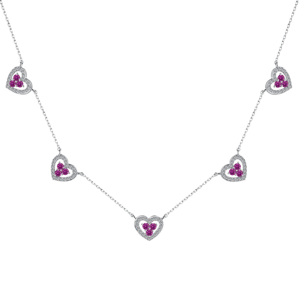 [Tonmkive Jewelry]Sparkling Five Heart Necklace
