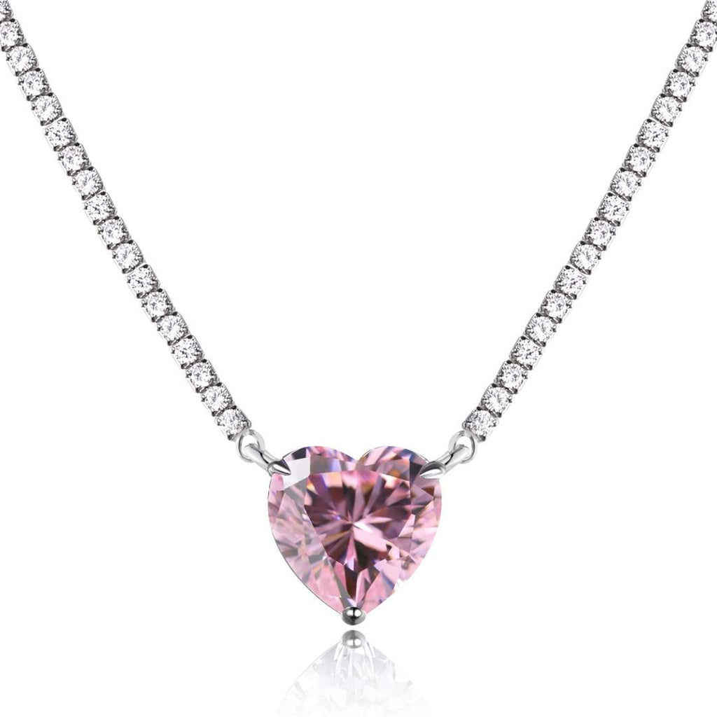 [Tonmkive Jewelry]8.0 Carat Versatile Colorful Sweet Heart-Shaped Tennis Necklace
