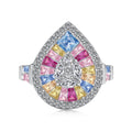 [Tonmkive Jewelry]Elegant Colorful Water Drop Shape Banquet Ring