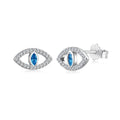 [Tonmkive Jewelry]Blue Devil Eyes Hollow Stud Earrings
