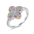 [Tonmkive Jewelry]Luxurious Colorful Flower Shape Banquet Ring