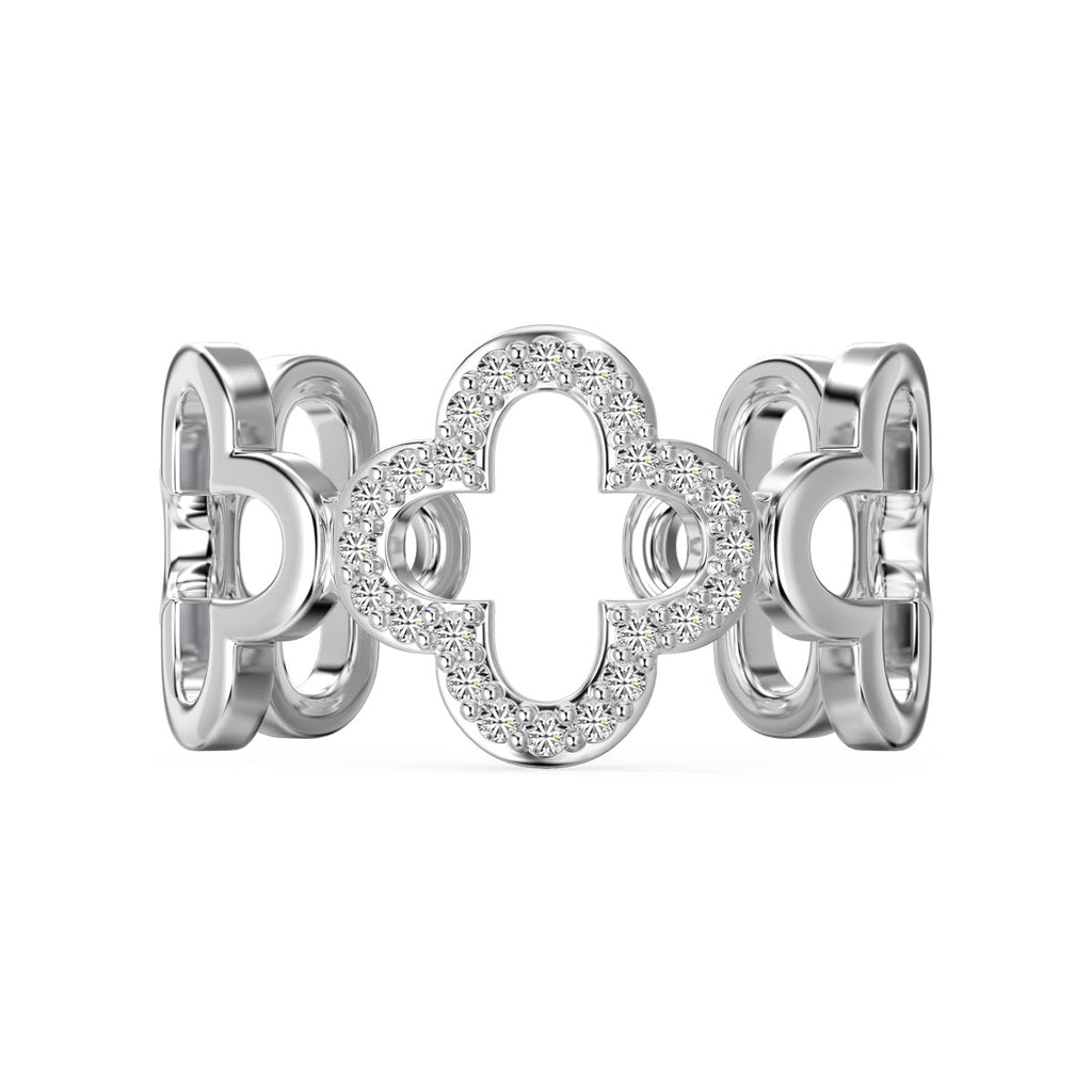 [Tonmkive Jewelry]Hollow Design Four-Leaf Clover Flower Shape Ring