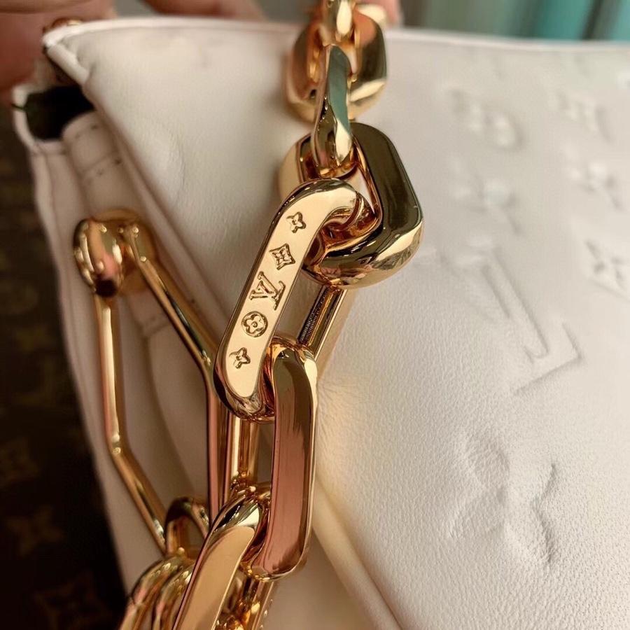 COUSSIN PM 27 CREME MONOGRAMM GEPRÄGT VOLLER LAMMLEDER