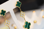 ¡®Jewelicorn¡¯CLOVER EARRINGS GOLD MALACHITE DIAMOND 3 MOTIF