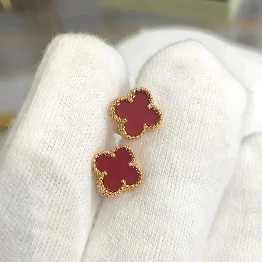 ¡®Jewelicorn¡¯CLOVER MINI 9.5MM CARNELIAN EARRINGS
