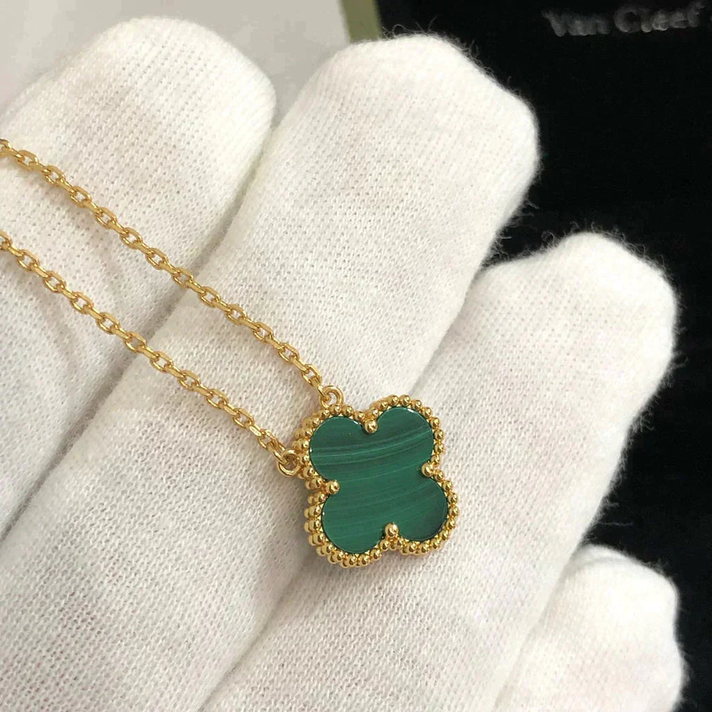 ¡®Jewelicorn¡¯CLOVER 15MM MALACHITE SINGLE FLOWER  NECKLACE