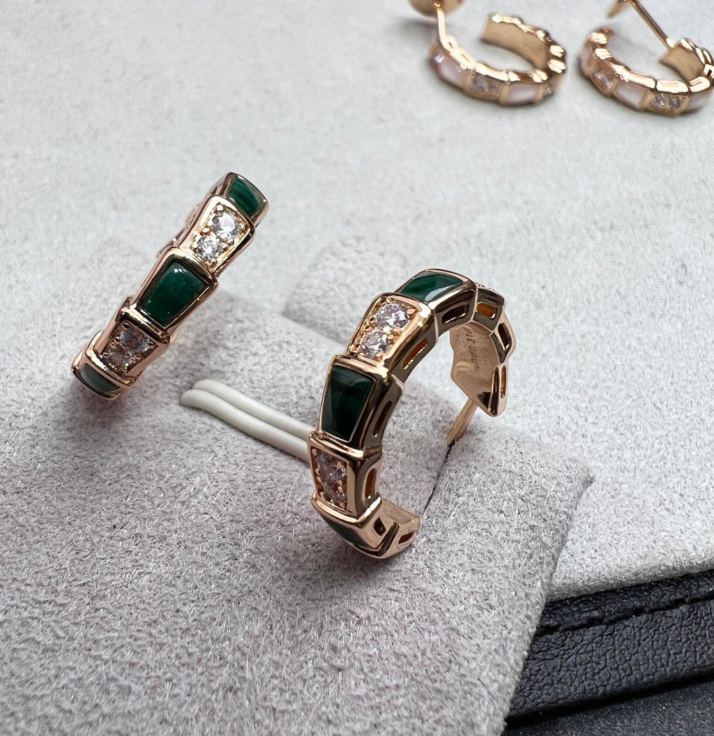 ¡®Jewelicorn¡¯SERPENTI MALACHITE PINK GOLD EARRINGS