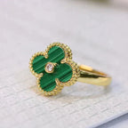 ¡®Jewelicorn¡¯CLOVER MALACHITE RING GOLD DIAMOND