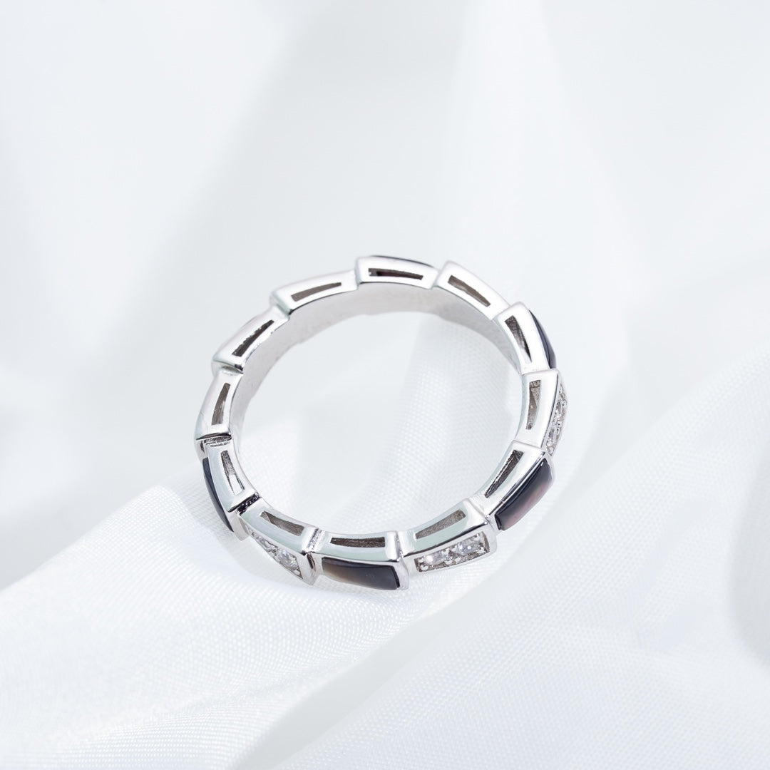 ®Jewelicorn™ SERPENTI RING SILBER DIAMANT SCHWARZER MOP 3MM