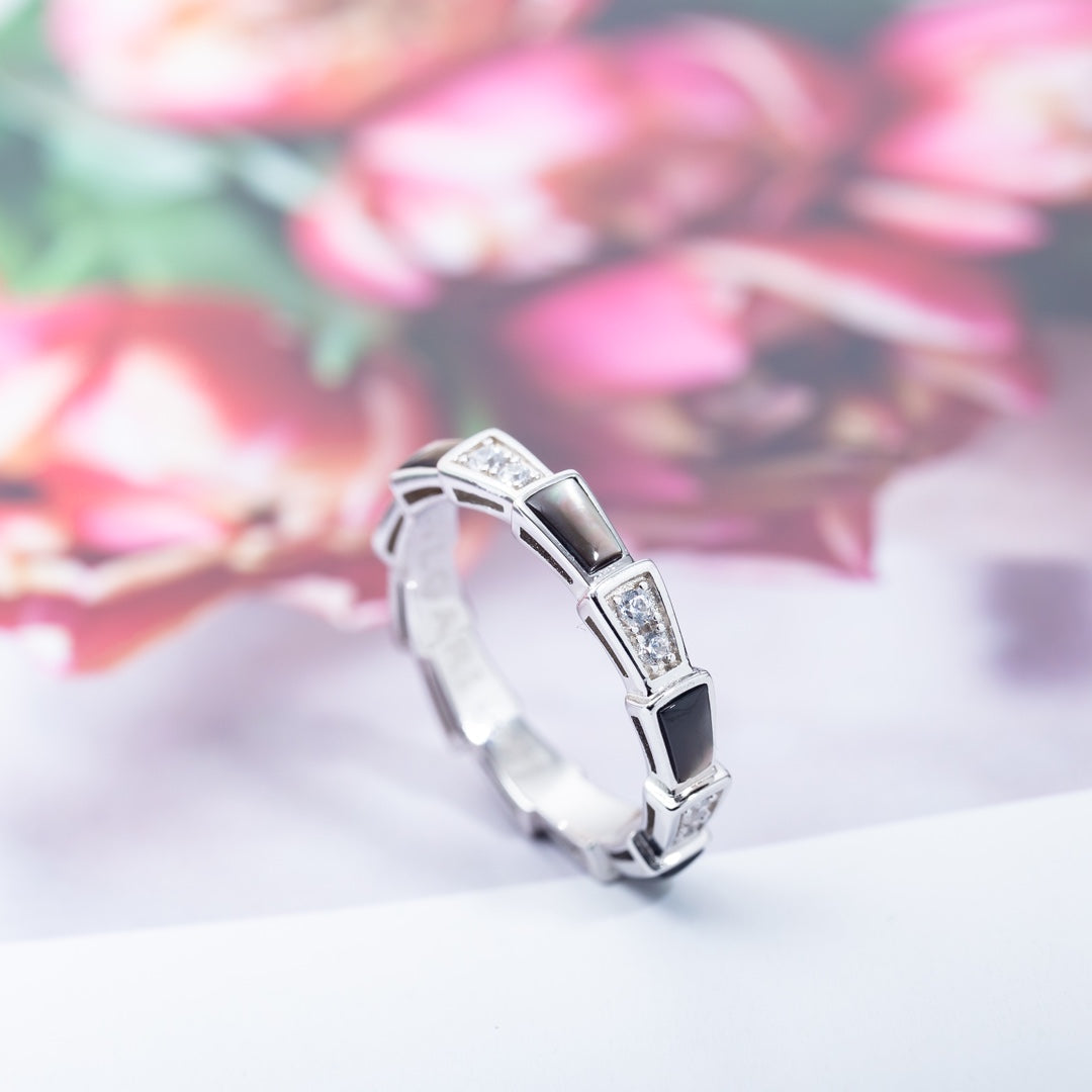 ®Jewelicorn™ SERPENTI RING SILBER DIAMANT SCHWARZER MOP 3MM