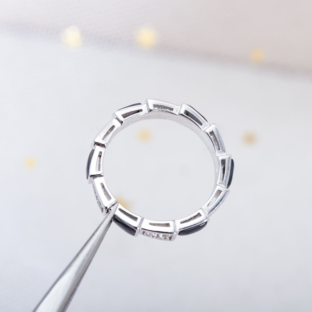 ®Jewelicorn™ SERPENTI RING SILBER DIAMANT SCHWARZER MOP 3MM