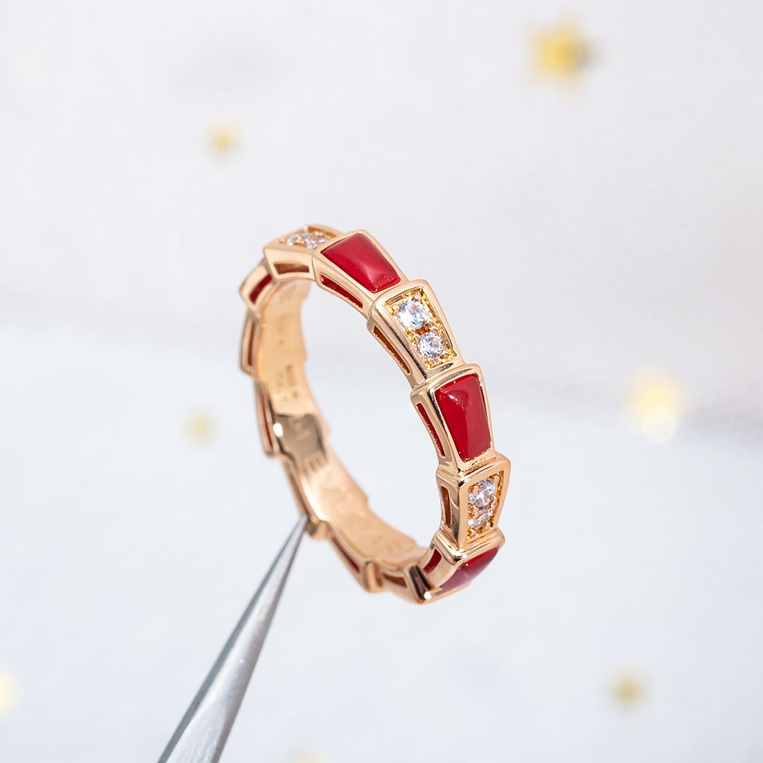 ®Jewelicorn™ SERPENTI RING ROSA GOLD KARNELIGAN DIAMANT 3MM