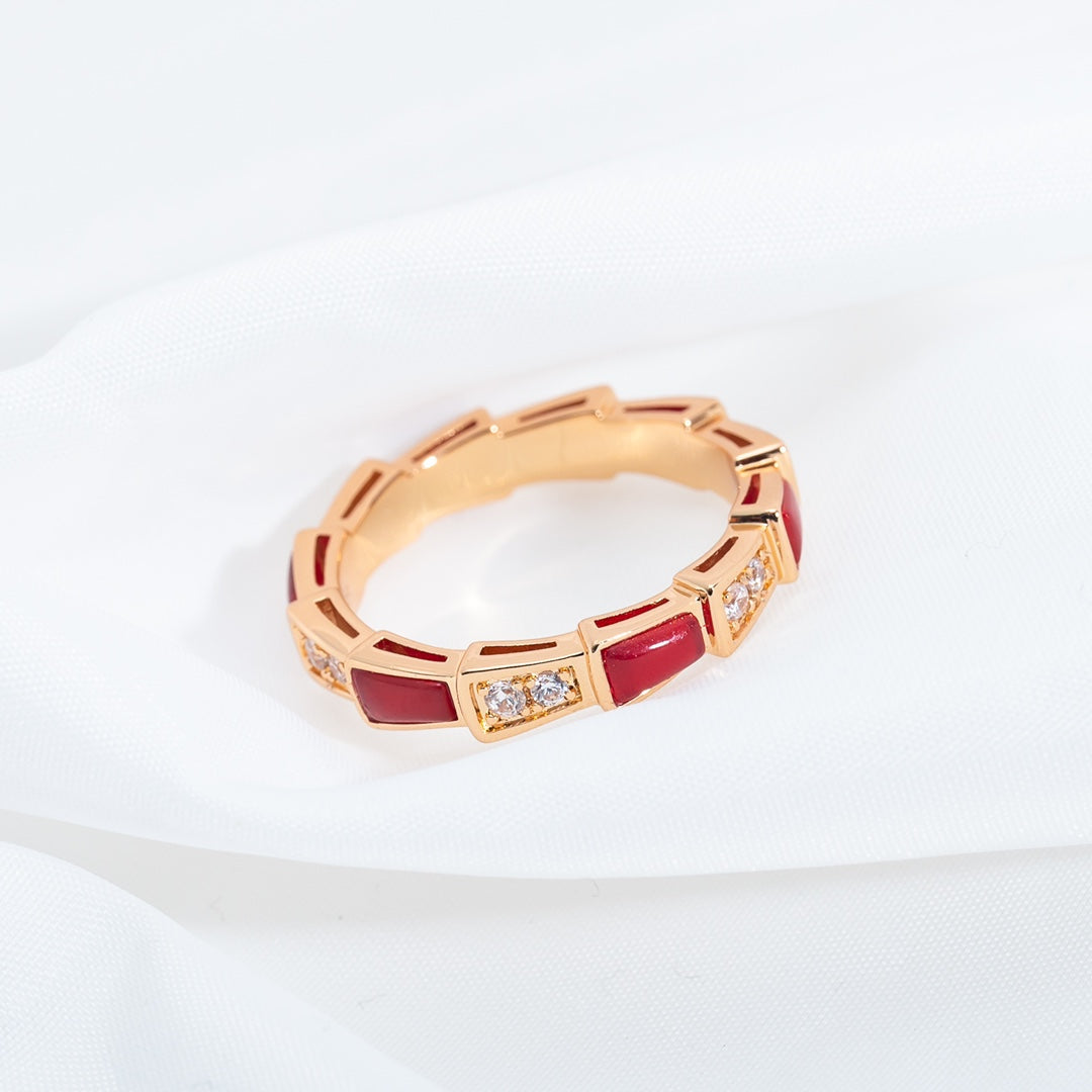 ®Jewelicorn™ SERPENTI RING ROSA GOLD KARNELIGAN DIAMANT 3MM