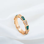 ®Jewelicorn® セルペンティ リング ピンクゴールド マラカイト ダイヤモンド 3mm