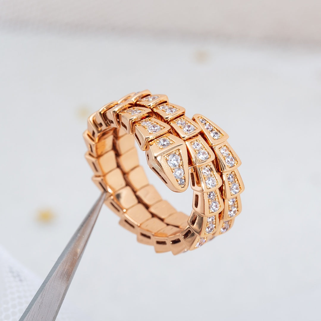 ¡®Jewelicorn¡¯SERPENTI RING ROSA GOLD DIAMANT DOPPELREIHE