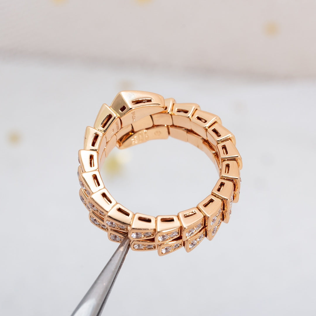 ¡®Jewelicorn¡¯SERPENTI RING ROSA GOLD DIAMANT DOPPELREIHE