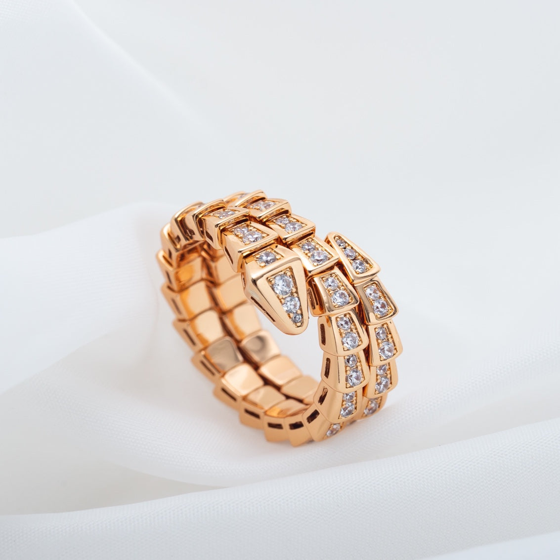 ¡®Jewelicorn¡¯SERPENTI RING ROSA GOLD DIAMANT DOPPELREIHE