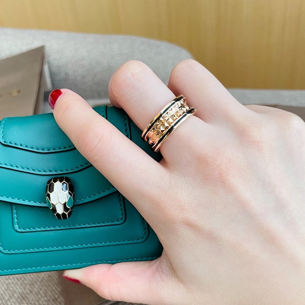 ®Jewelicorn®ZERO 1 ピンクゴールド ブラックセラミックリング