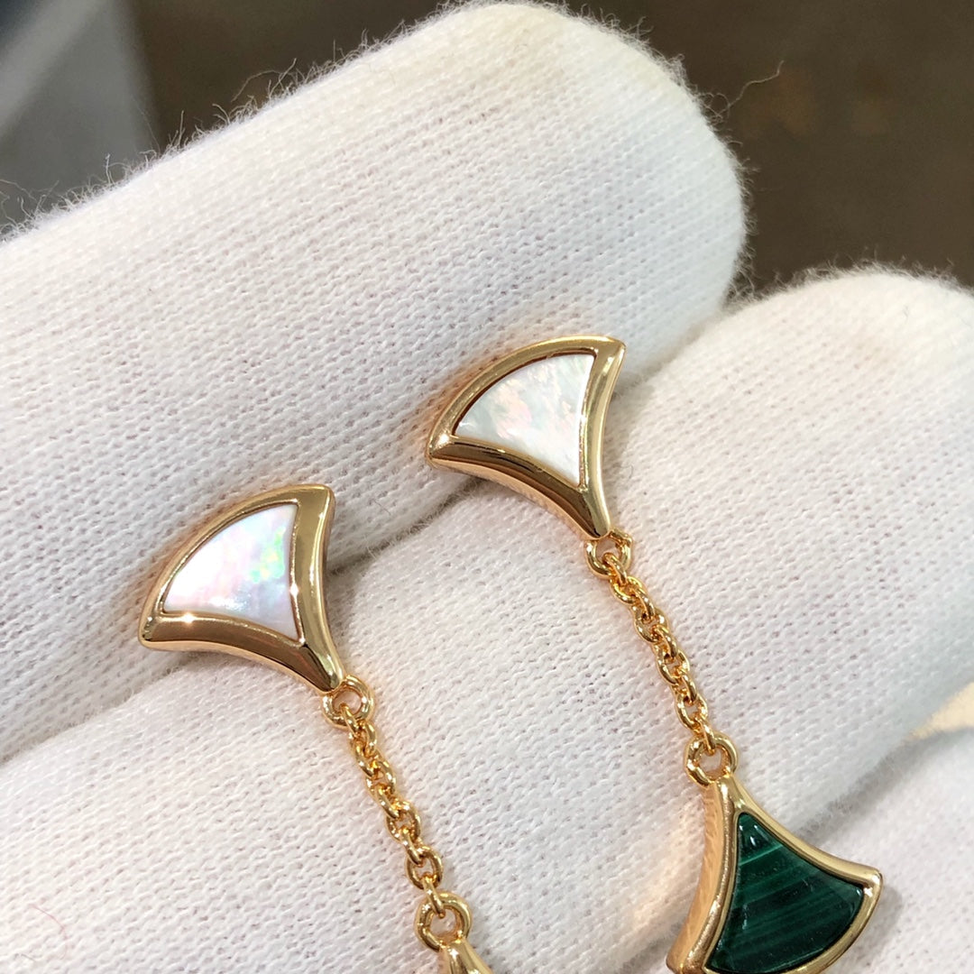 ®Jewelicorn®ドリームイヤリング 3モチーフ マラカイトモップ ピンクゴールド