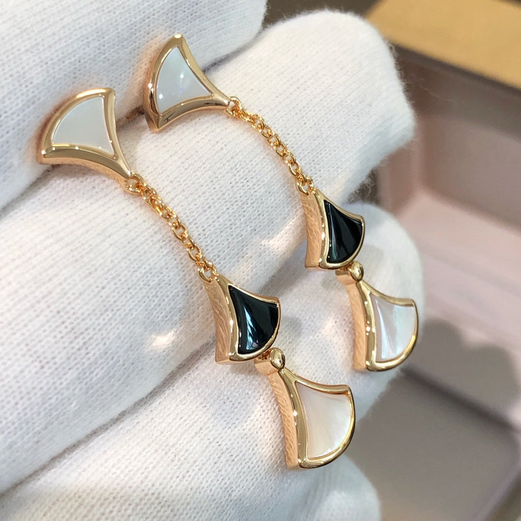 ®Jewelicorn®ドリームイヤリング 3モチーフ オニキス モップ ピンクゴールド