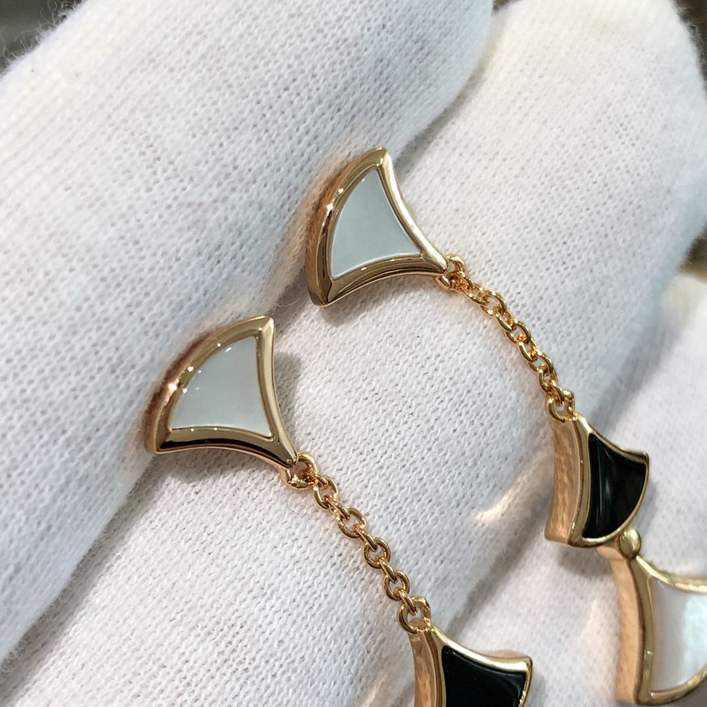 ®Jewelicorn®ドリームイヤリング 3モチーフ オニキス モップ ピンクゴールド