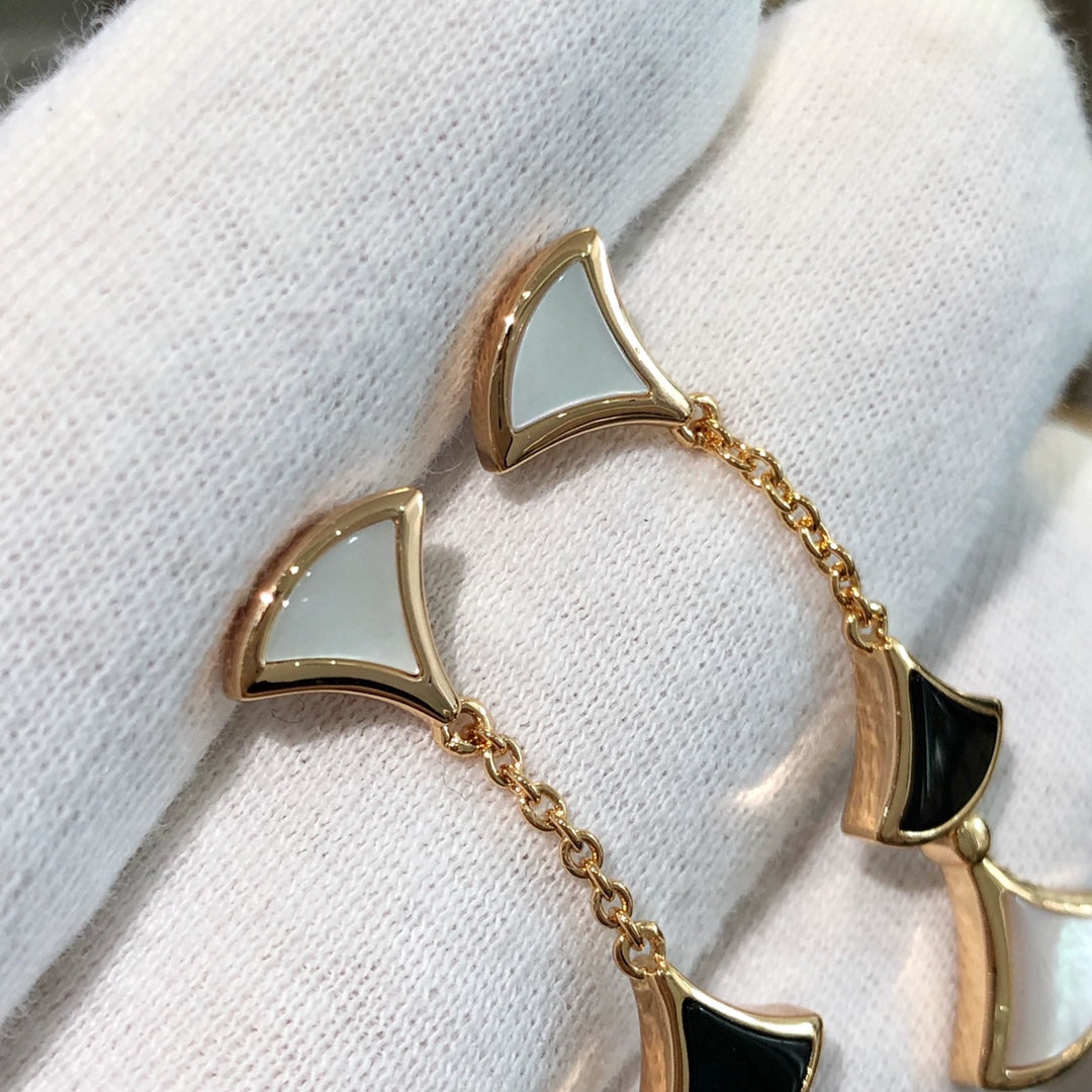 ®Jewelicorn®ドリームイヤリング 3モチーフ オニキス モップ ピンクゴールド