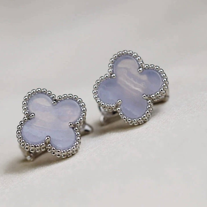 ¡®Jewelicorn¡¯CLOVER MEDIUM 1 MOTIFS  WHITE MOP EARRINGS SILVER