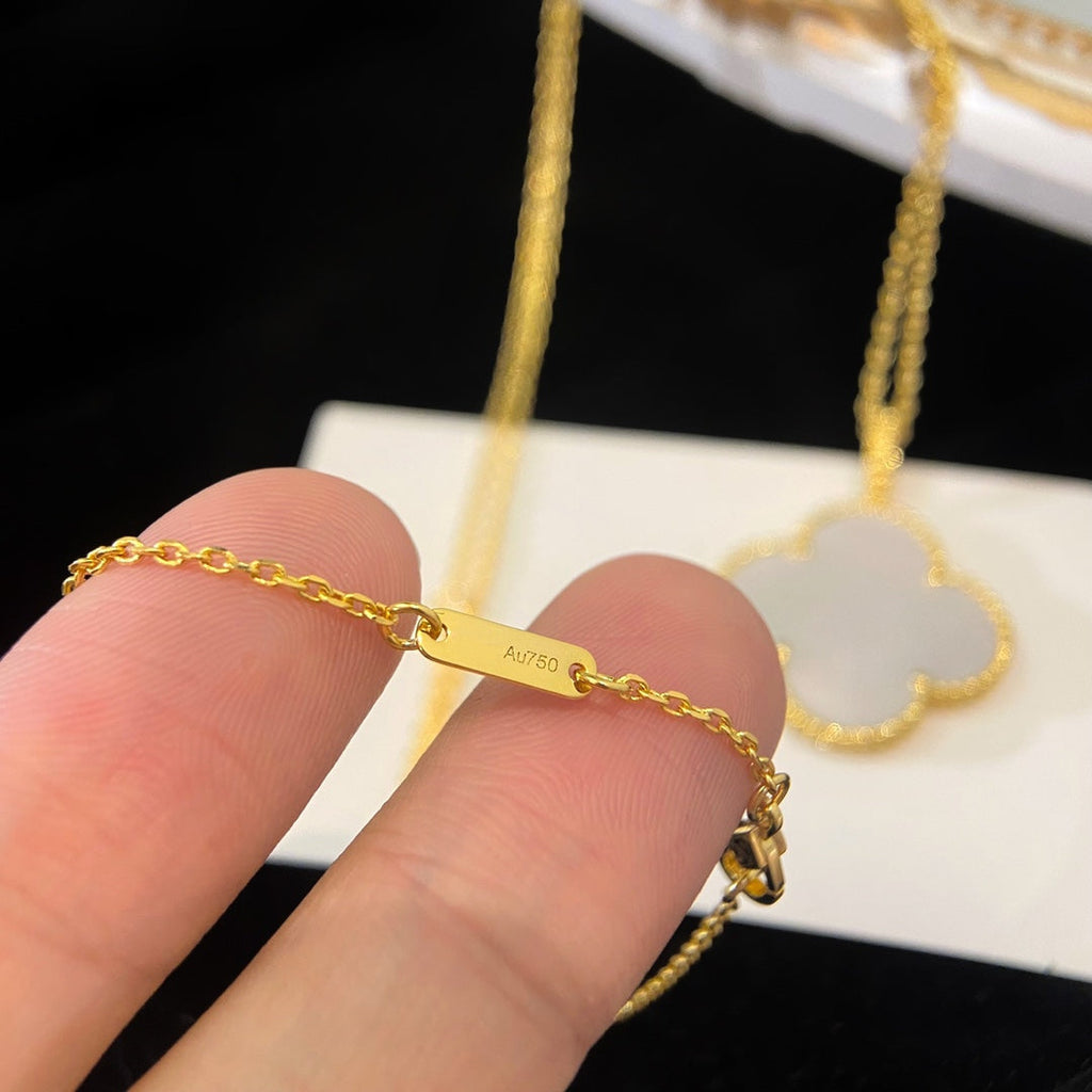 Jewelicorn Kleeblatt 25 mm Perlmutt-Anhänger, große Halskette