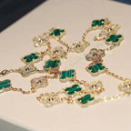 ¡®Jewelicorn¡¯CLOVER 20 MOTIFS MALACHITE DIAMOND NECKLACE