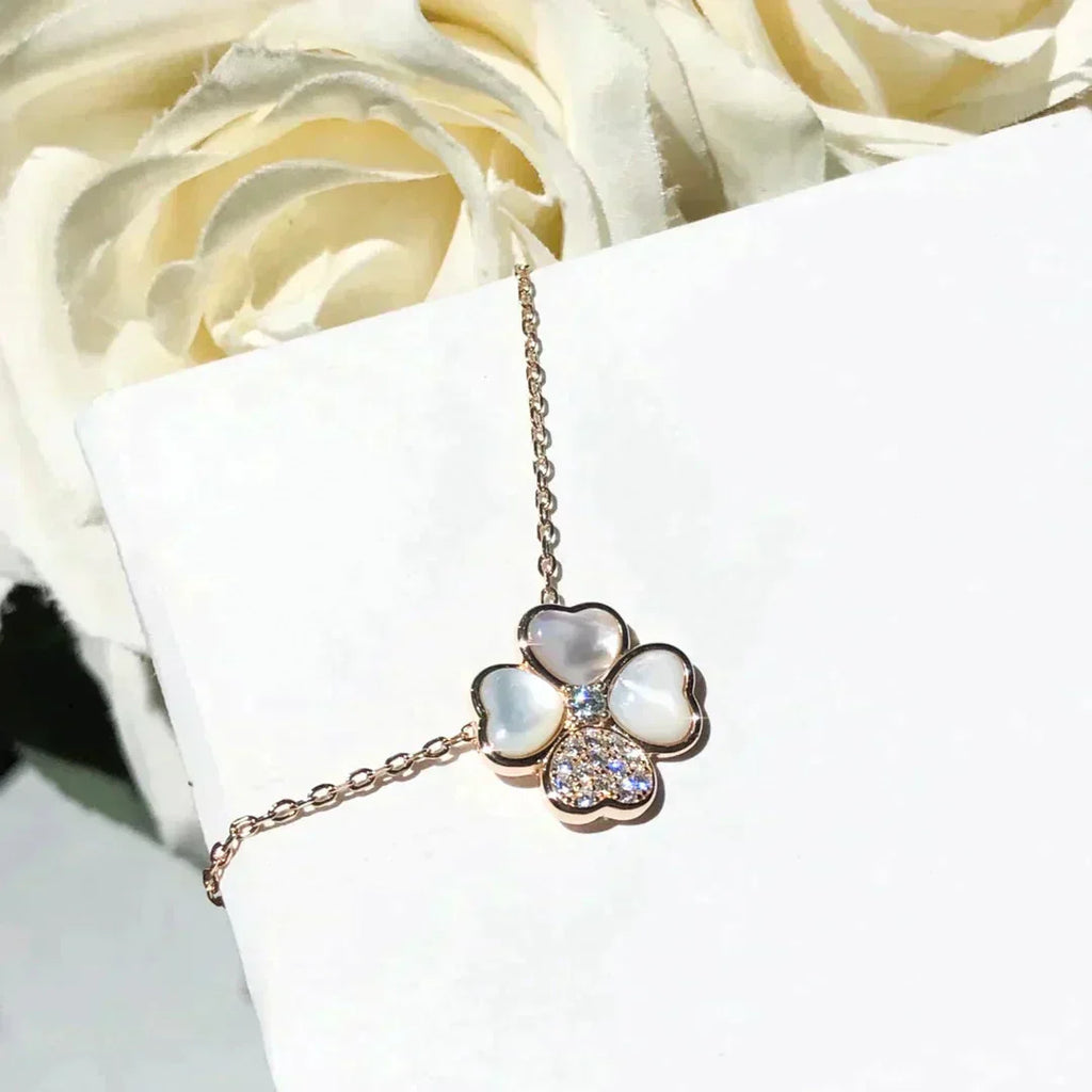 ¡®Jewelicorn¡¯CLOVER MOP DIAMOND ROSE GOLD NECKLACE