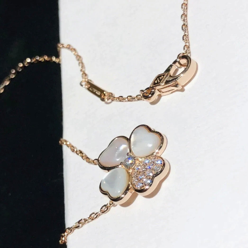 ¡®Jewelicorn¡¯CLOVER MOP DIAMOND ROSE GOLD NECKLACE