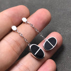 ¡®Jewelicorn¡¯CHAINE VERSO BLACK CERAMIC SILVER EARRINGS