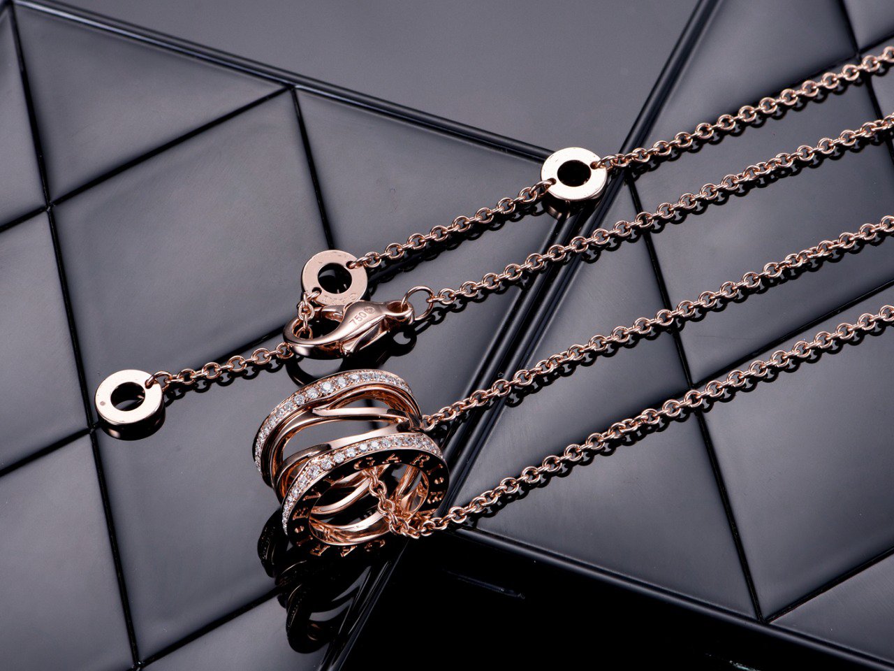 ¡®Jewelicorn¡¯ZERO 1 PINK GOLD DIAMOND OPEN NECKLACE