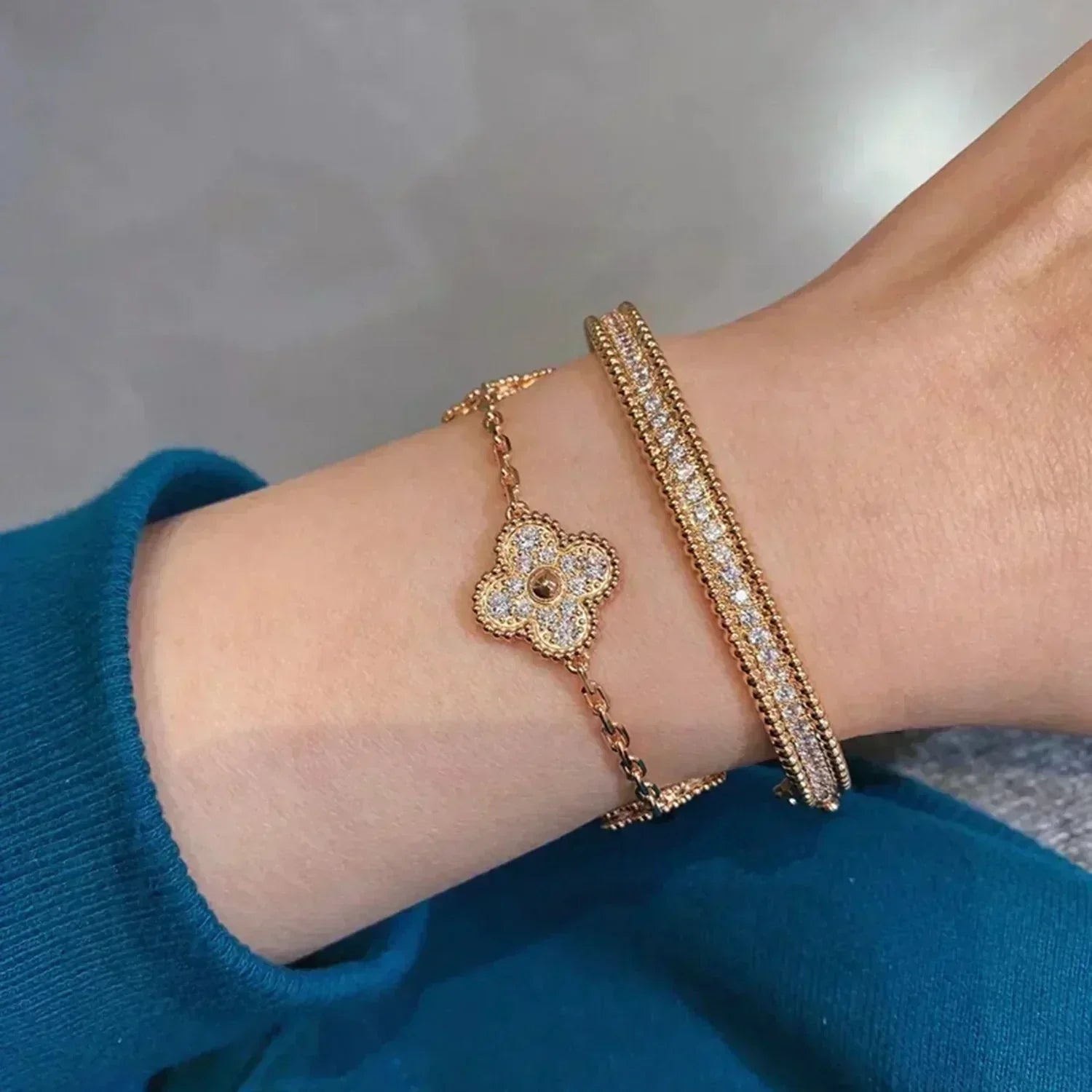 ¡®Jewelicorn¡¯CLOVER 5 MOTIFS  FULL DIAMOND BRACELET