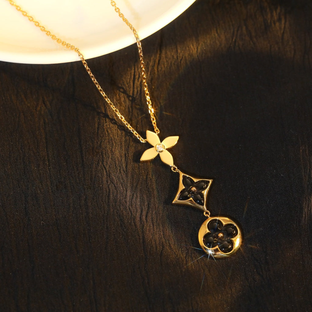 ¡®Jewelicorn¡¯STAR AND SUN ONYX PINK GOLD NECKLACE