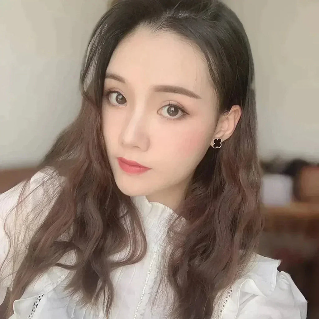 Jewelicorn – Ohrstecker mit Kleeblattmotiven, mittelgroß, 1-teilig, Onyx