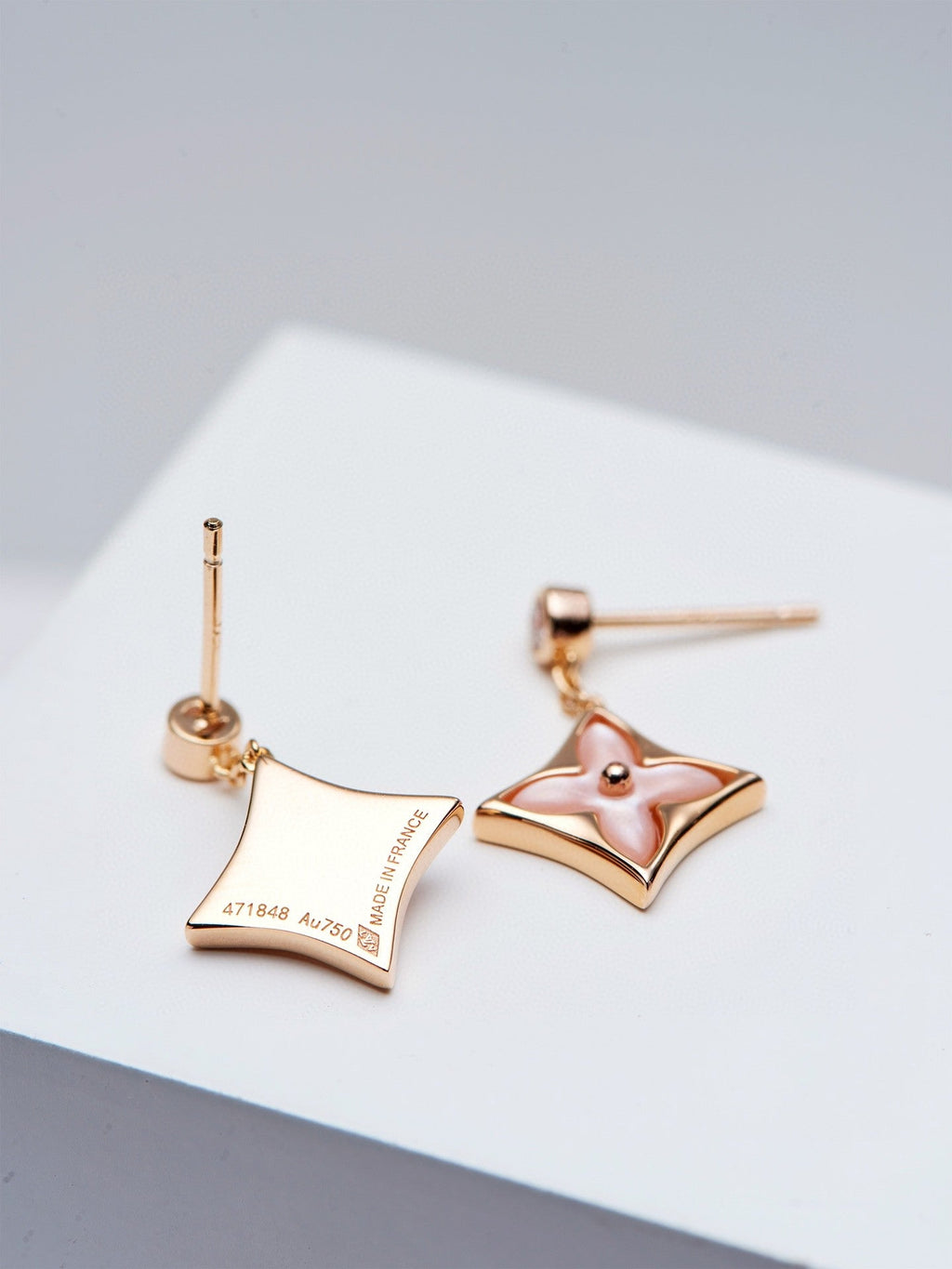 ¡®Jewelicorn¡¯DOUBLE STAR PINK GOLD MOP DROP EARRINGS