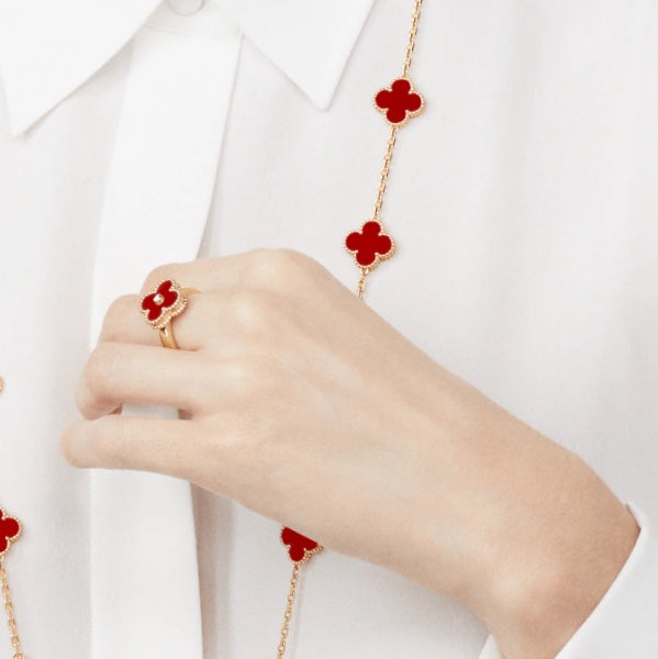 ®ジュエリコーン®クローバーカーネリアンリングローズゴールドダイヤモンド