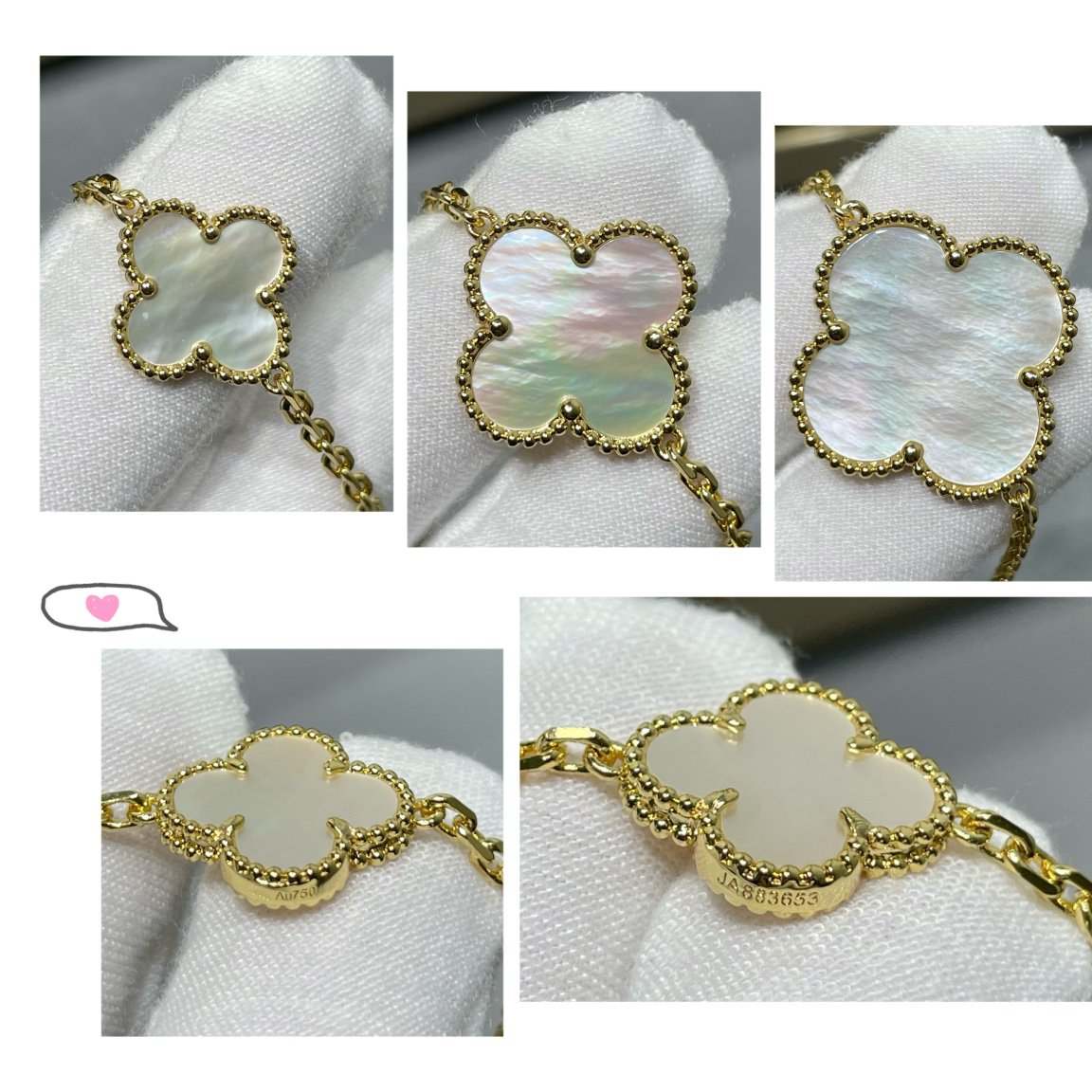 ¡®Jewelicorn¡¯CLOVER 16 MOTIF WHITE MOP GOLD NECKLACE