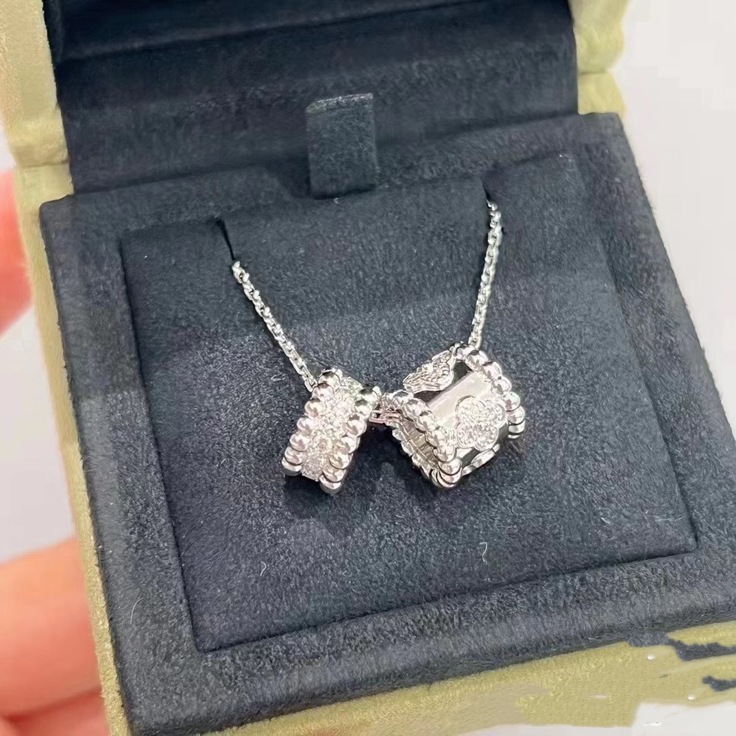 Jewelicorn Perlee Doppelanhänger Silber Diamant Halskette