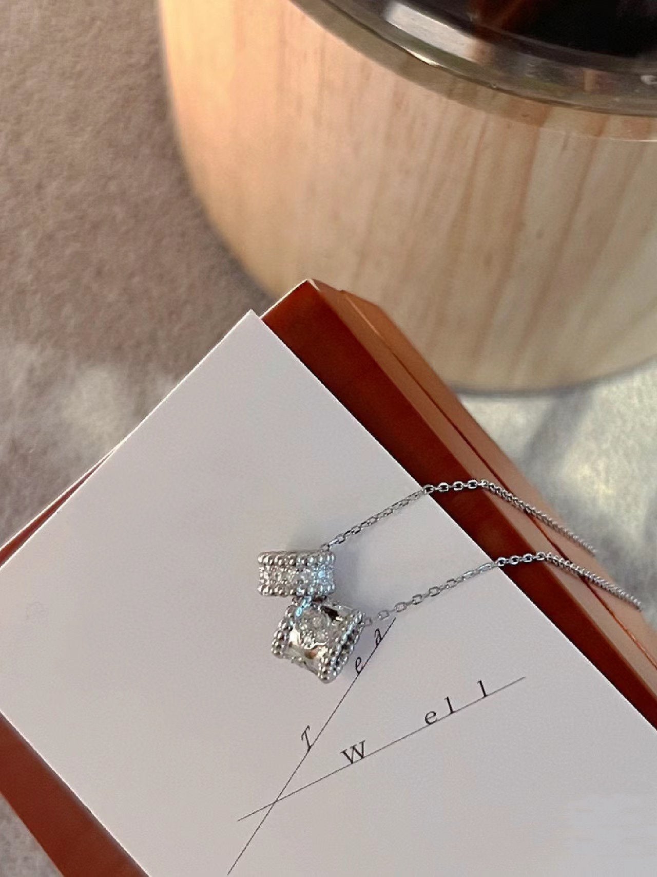 ®Jewelicorn® PERLEE ダブルペンダント シルバー ダイヤモンドネックレス