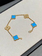 [⭐JeweliWhal] CLOVER 5 MOTIF BLUE AGATE BRACELET COLLECTION