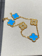 [⭐JeweliWhal] CLOVER 5 MOTIF BLUE AGATE BRACELET COLLECTION