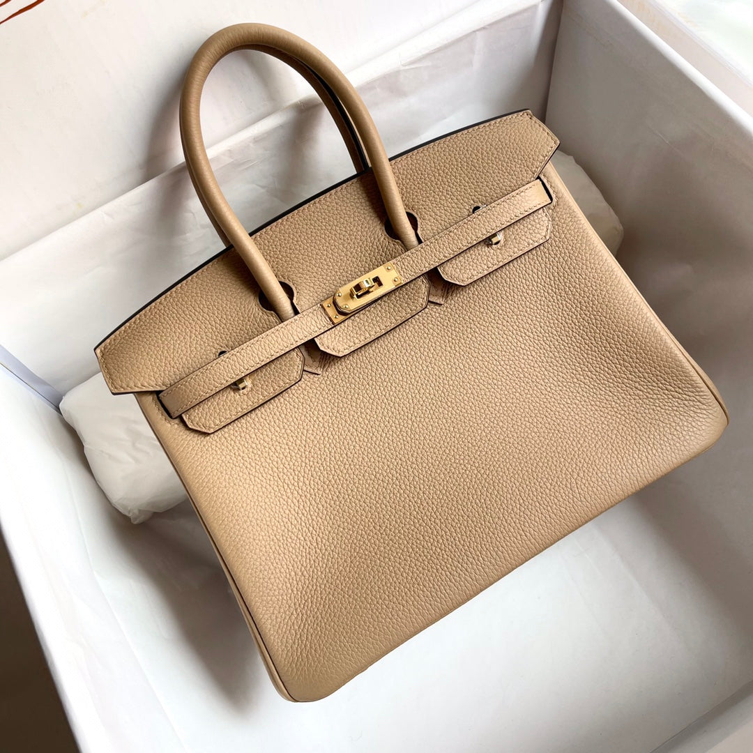 HM Birkin 25 cm Beige Togo-Leder Goldene Beschläge