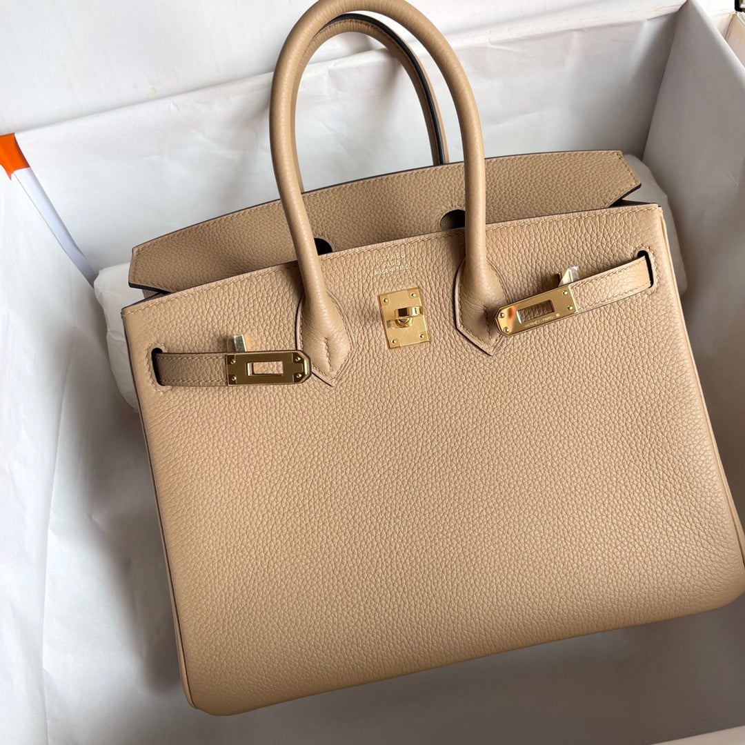 HM Birkin 25 cm Beige Togo-Leder Goldene Beschläge