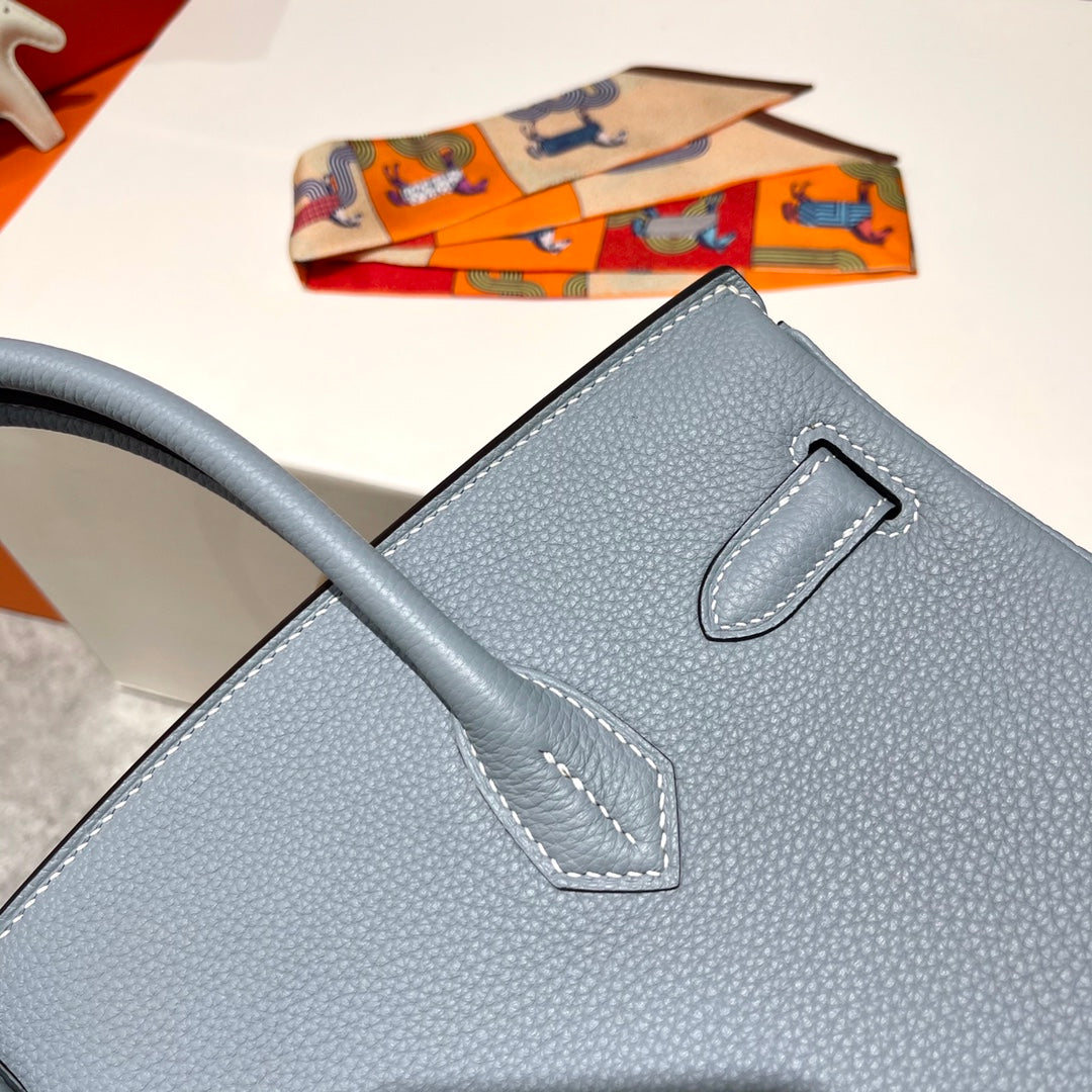 HM Birkin 30 cm Cloud Blue Togo-Leder Silberne Beschläge