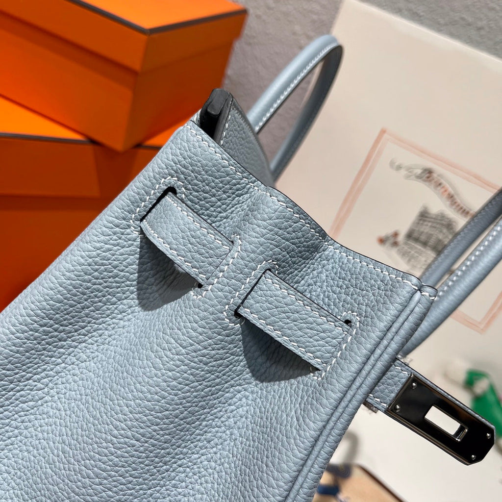 HM Birkin 30 cm Cloud Blue Togo-Leder Silberne Beschläge