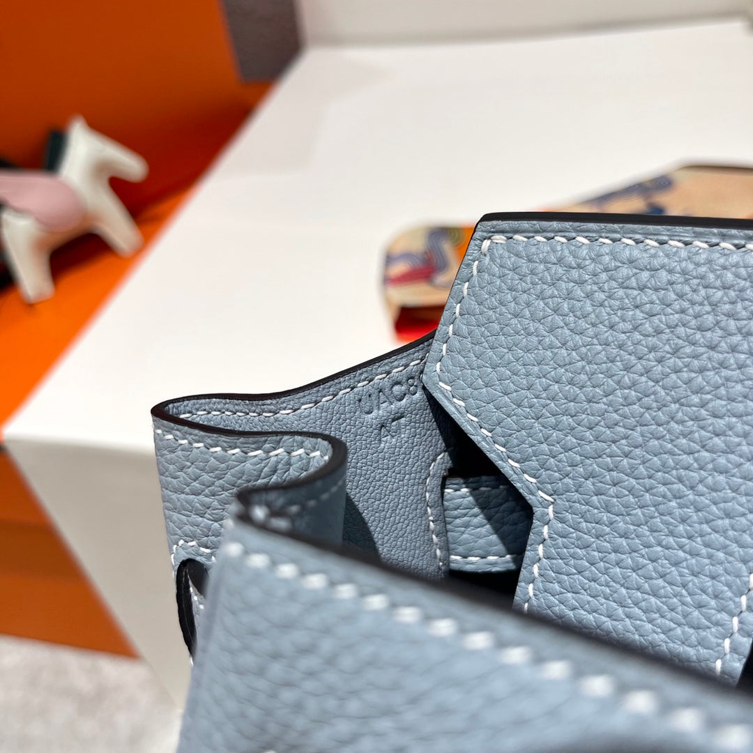 HM Birkin 30 cm Cloud Blue Togo-Leder Silberne Beschläge