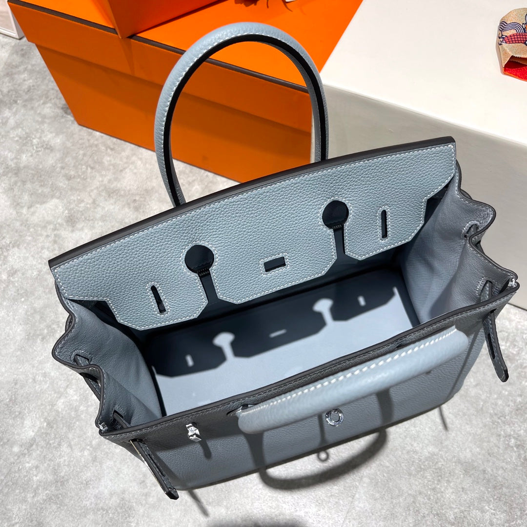 HM Birkin 30 cm Cloud Blue Togo-Leder Silberne Beschläge